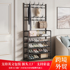 简易鞋架多层一体收纳架家用宿舍门口鞋架多功能落地挂衣架鞋帽架