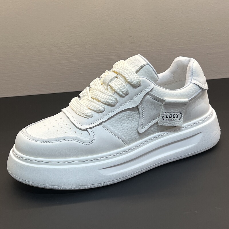 Men's Shoes 2025 New Autum Genuine Leather White Shoes British Simple Versatile Thick-Soled Casual Shoes Classy Fashion Sneakers Men's Shoes 2025 New Autum Genuine Leather White Shoes British Simple Versatile Thick-Soled Casual Shoes Classy Fashion Sneakers