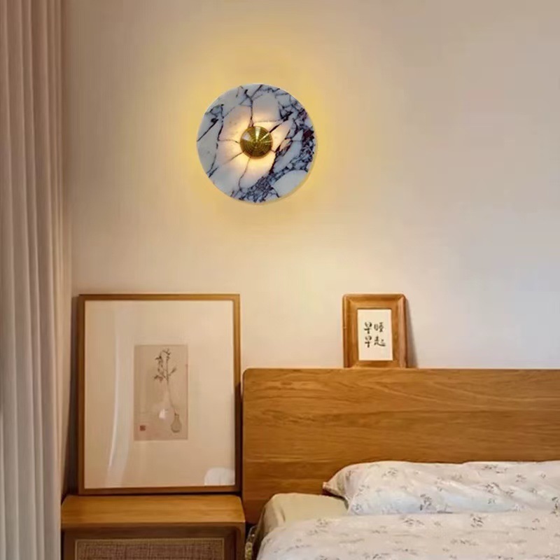 Ambiente de alto nivel de fondo italiano pared estilo sala de estar diseñador de entrada lámparas de cabecera de cama diseño de fondo grande