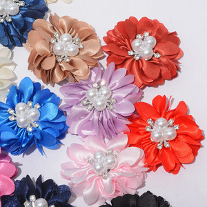 20PCS Korean DIY matte satin pearl rhinestone flowers diy hair accessories clothing shoes hats and bags accessories
