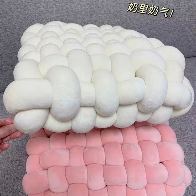 Ins角型手作り麻花椅子北欧座布団怠け者床畳窓背もたれネット赤柔らかいお尻マット|undefined