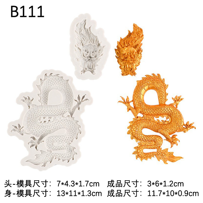 Molde de silicona tótem de dragón de estilo chino múltiple patrón de estilo chino Borde de pastel de dragón Fondant molde de chocolate para hornear
