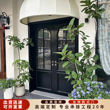复古店铺木门老式复古实木原木套装房门对开折叠推拉木头门窗定制