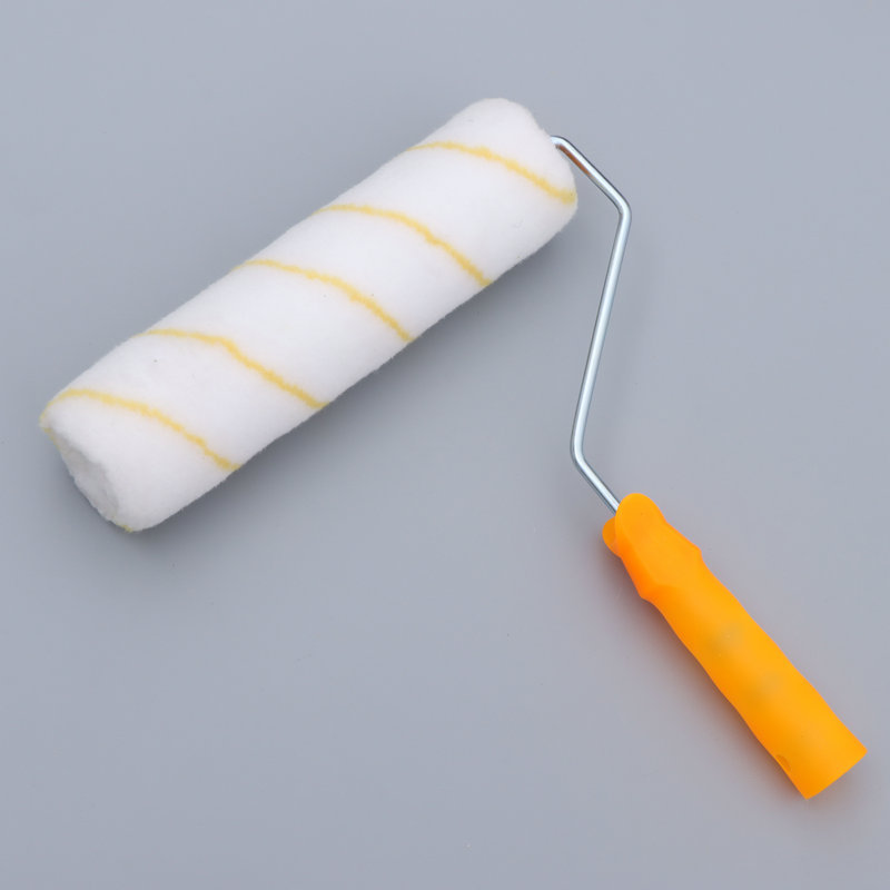 Fábrica al por mayor mango grande sin cepillo de rodillo de ángulo muerto tira amarilla 4 pulgadas 6 pulgadas 8 pulgadas 9 pulgadas rodillo de pintura