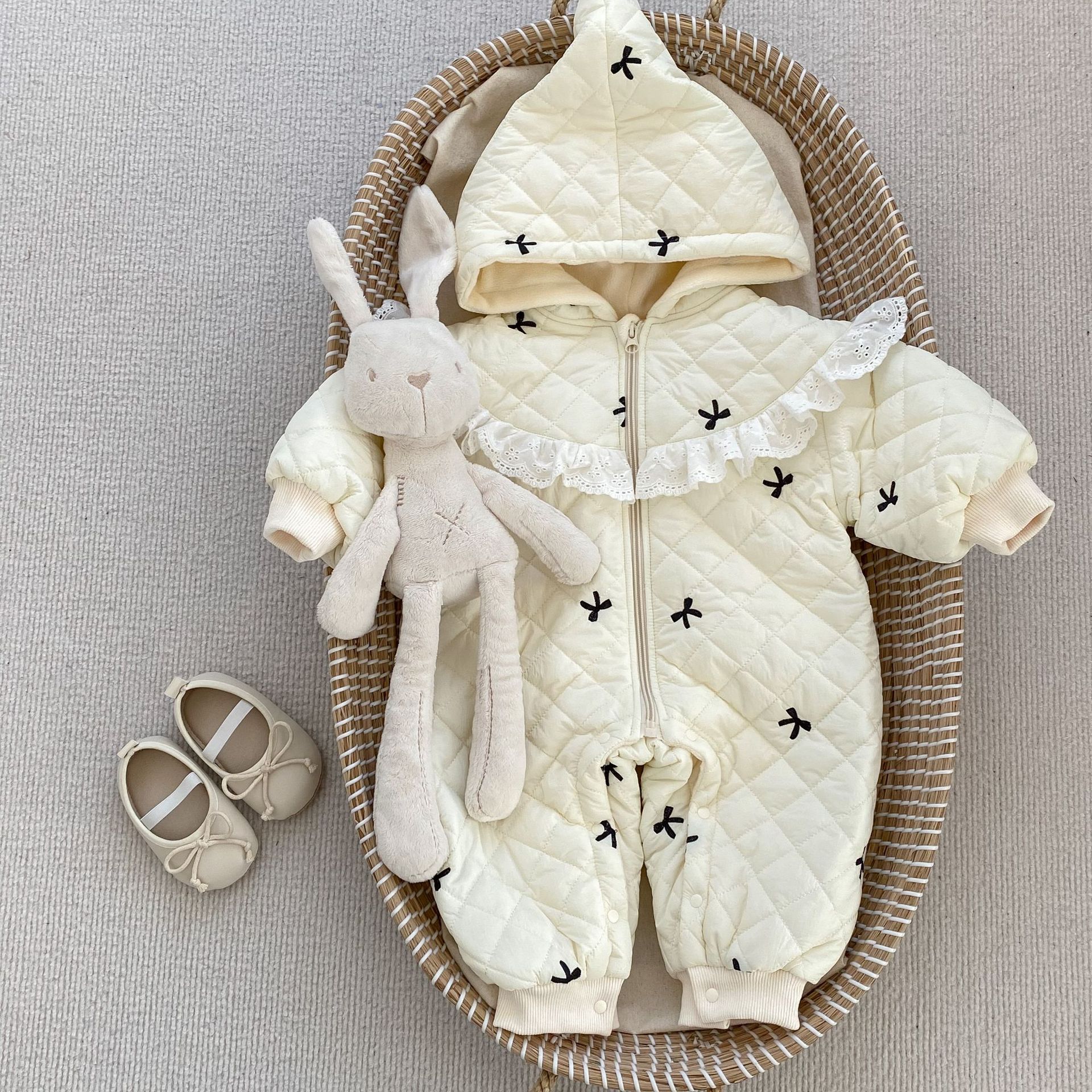 Brand children's down jacket with bow