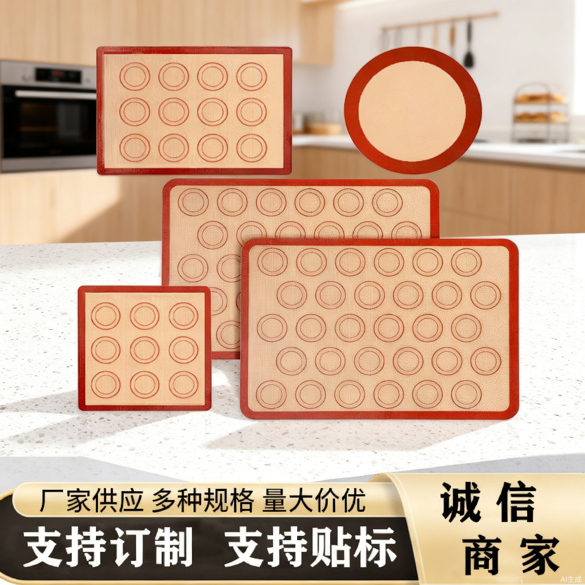 五件套硅胶烤垫 不粘烘培垫 耐高温硅胶玻璃纤维烤箱垫 马卡龙垫