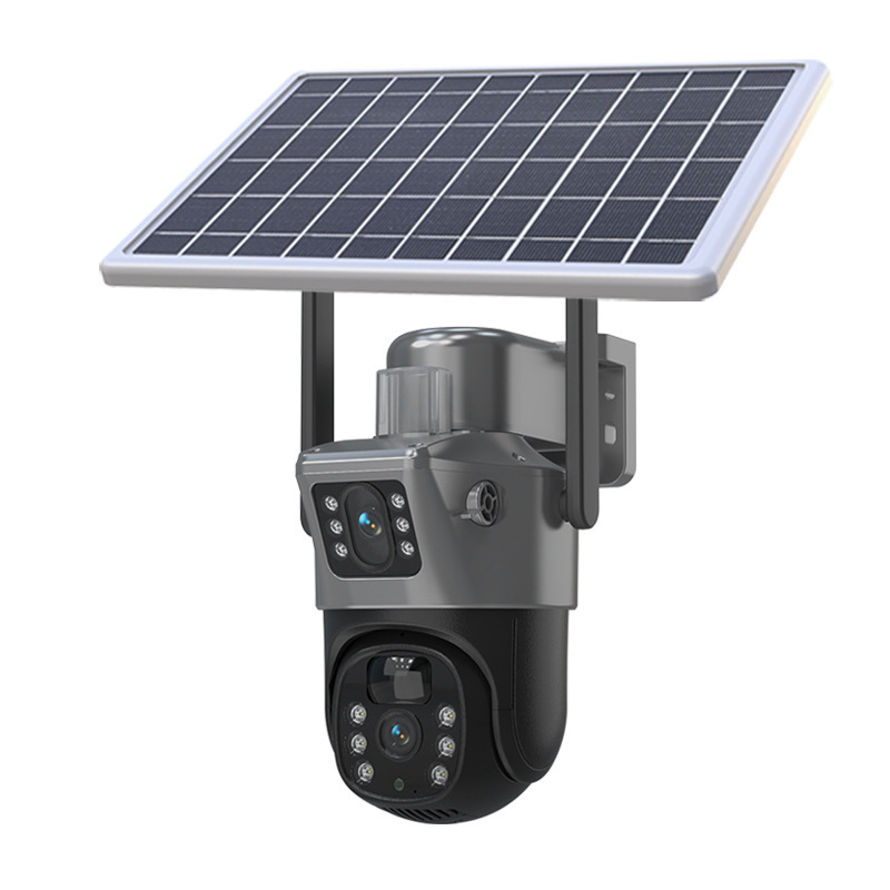 Fábrica personalizada cámara solar doméstica HD panorama inteligente 4g teléfono móvil remoto doble lente monitoreo impermeable