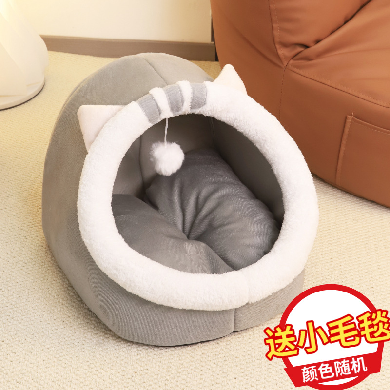 Venta al por mayor gato nido perrera invierno cuatro estaciones universal pequeño perro nido engrosada almohadilla caliente semi-cerrado nido mascota