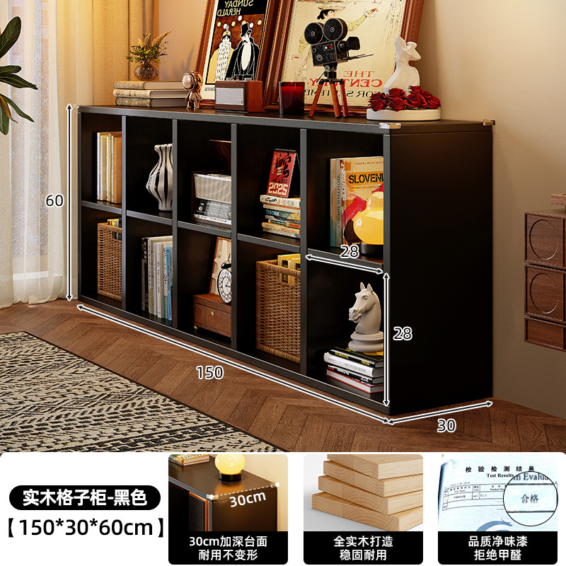 Estante de rejilla de madera maciza Estante de piso Estante de piso Sala de estar Almacenamiento simple Estante de exhibición Combinación libre Estantería corta