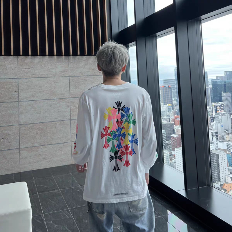 2025 Early Autumn New Niche Design Colorful Cross Sanskrit Print Loose Long-Sleeve Unisex Trendy