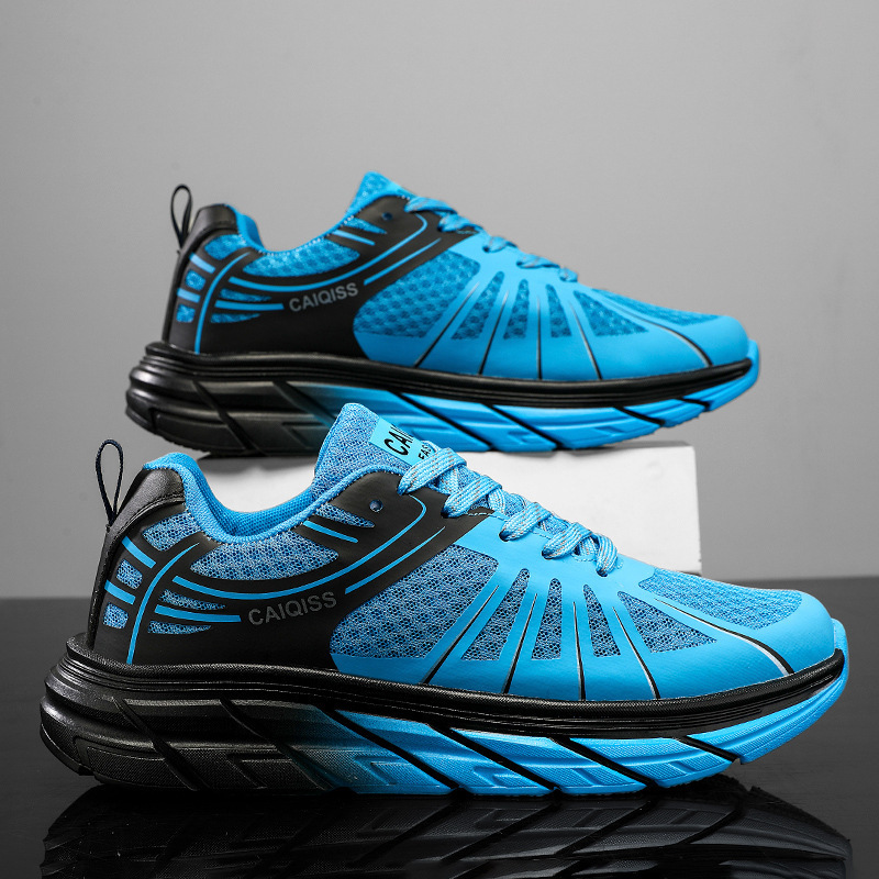 Cross-Border Large Size Four-Season Couple Running Shoes, Height-Increasing Shoes, Single Mesh Hollow Fly-Knit Breathable Casual Versatile Sports Shoes