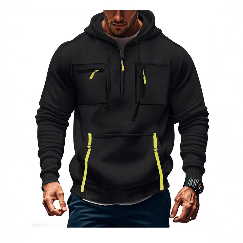 2025 Cross-Border Popular Hoodie Men's Sweatshirt Multi-Zip Pocket Sweatshirt Spring and Autumn Solid Color Men's Sweatshirt 2025 Cross-Border Popular Hoodie Men's Sweatshirt Multi-Zip Pocket Sweatshirt Spring and Autumn Solid Color Men's Sweatshirt