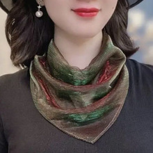 2025春夏新款磁吸扣护颈丝巾时尚百搭小围巾三角巾遮颈纹围脖