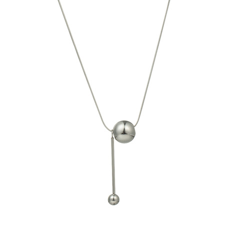 Minimalist ins metal ball long sweater chain does not fade titanium steel necklace female personality versatile tassel snake bone chain