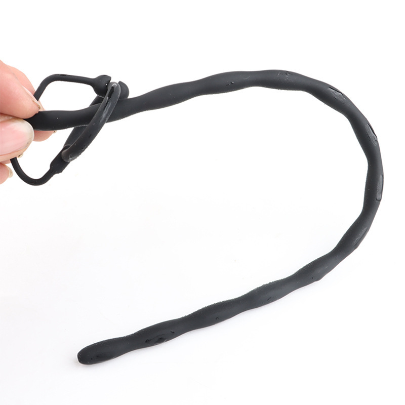 Extra-Long Hollow Silicone Urethral Sound, Ribbed Horse-Eye Rod, 35 cm — detail image 9