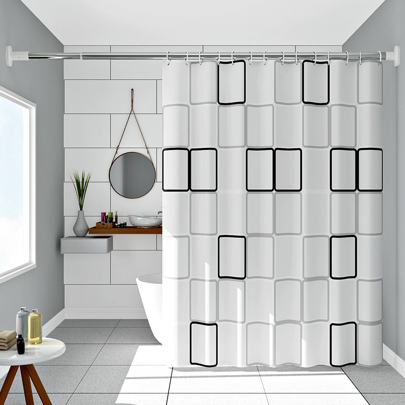 Mini cortina de baño fresca y gruesa sin perforación, cortina de baño, cortina de baño impermeable a prueba de moho, cortina de puerta de baño