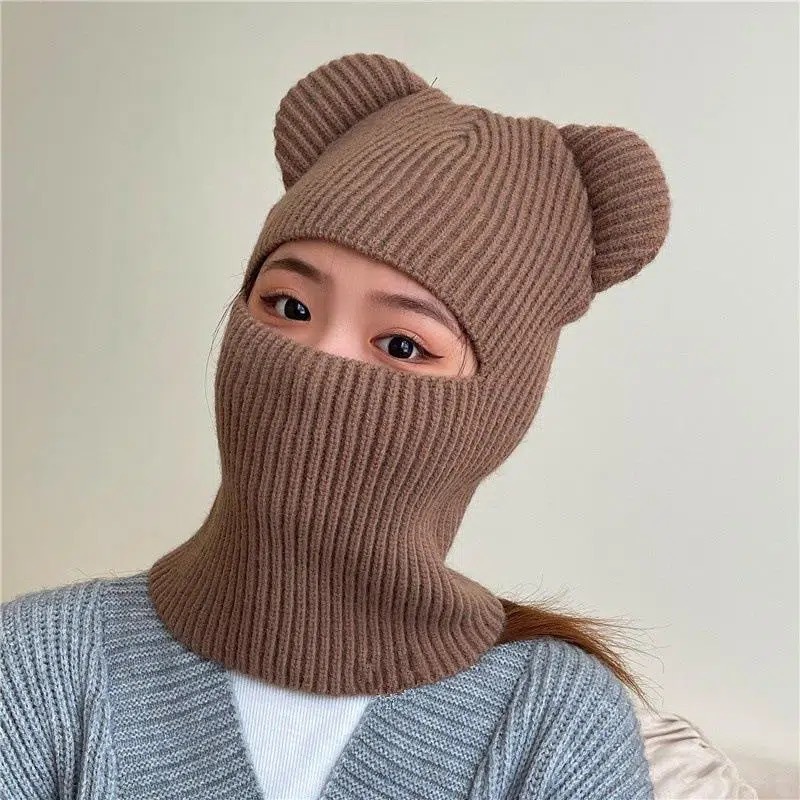 Warme Radfahren Caps Winter Gestrickte Ski Schal Hut Bär Ohr Sturmhaube Hut Bonnets Beanie für Männer Frauen Outdoor Sport Mit Kapuze – Detail 4