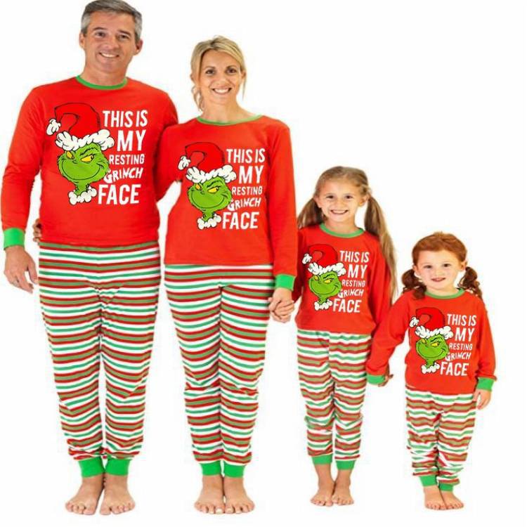 圣诞节印花家庭2022亲子家居服圣诞欧美套装家居小丑家庭装新款套