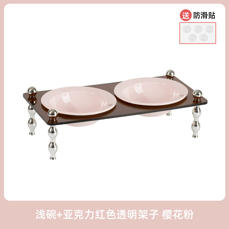 Cerámica francesa tazón para gatos tazón para mascotas pie alto gran capacidad anti derrumbar tazón de alimentos para gatos protector de columna cervical tazón de agua doble tazón para perros