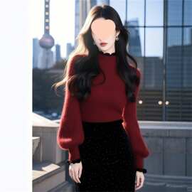 超好看圣诞新年针织衫上衣女2026冬季奶fufu慵懒气质内搭红色毛衣