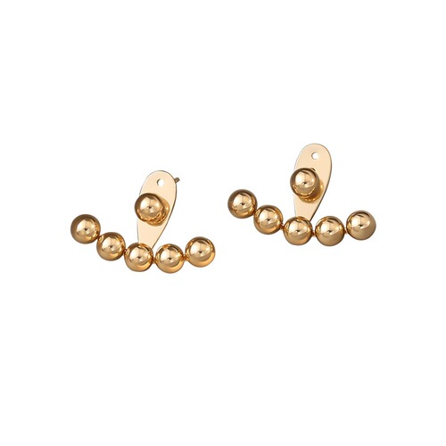 Wang Ziwen's same style back-hanging metal earrings  high-end design earrings niche bean earrings earrings silver