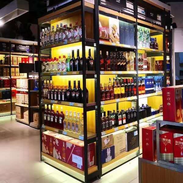 超市包柱货架常见围柱展示架铁木展示货架可配灯条灯箱地柜