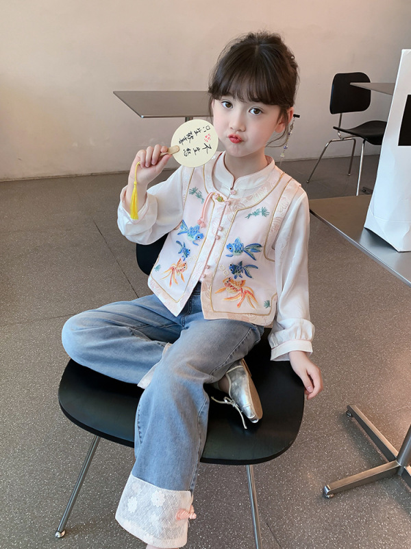 女童春装套装2025新款儿童汉服新中式国风三件套春秋季小女孩洋气|undefined