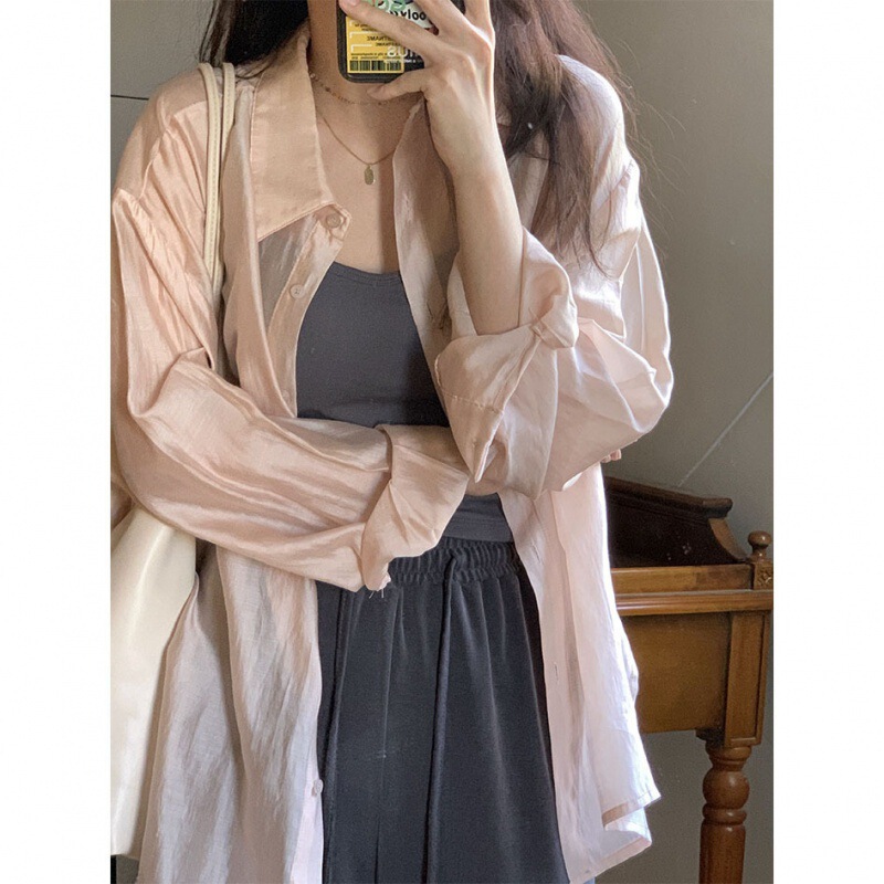 2024 spring and summer New loose long-sleeved shirt women's design thin elegant lazy sunscreen cardigan top 2024 spring and summer New loose long-sleeved shirt women's design thin elegant lazy sunscreen cardigan top