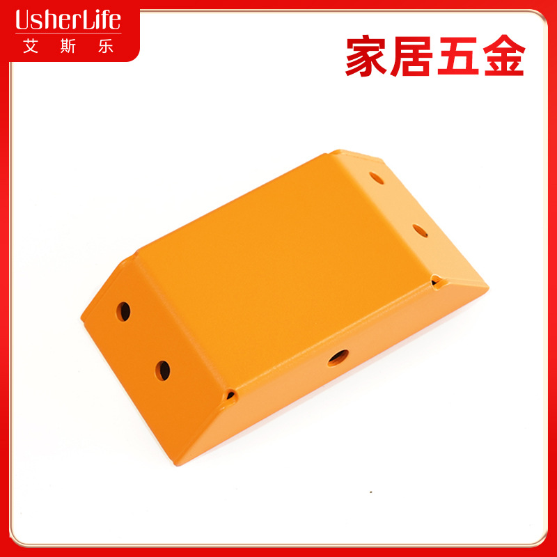 黄色铁质家居配件五金冲压件模具压铸家具折弯机加工激光切割角码