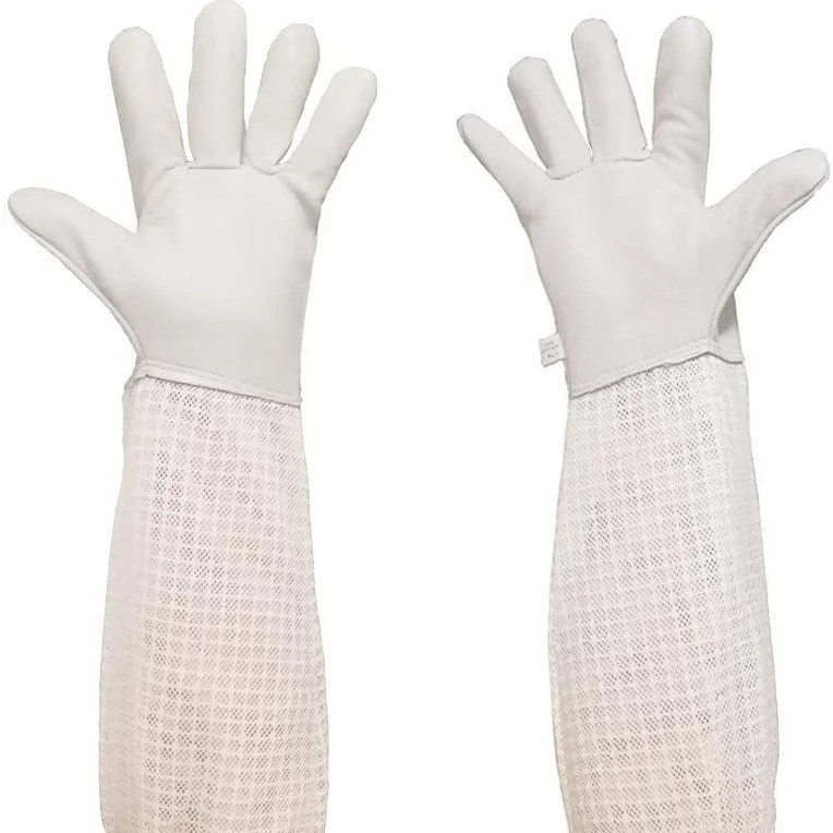 养蜂工具 防护品三层透气网面羊皮防蜂手套 保护双手蜜蜂用具批发