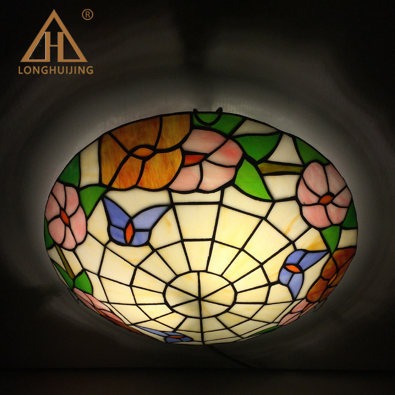 Huijing Tiffany Exquisite Corridor Aisle Ceiling Decorative Ceiling Lamp Handmade Craft Lampshade European Retro