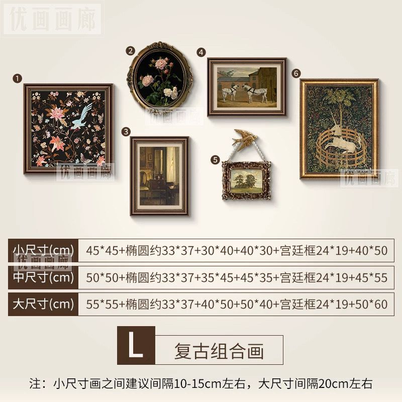 挂画美式复古装饰画客厅沙发背景墙中古小众艺术组合画家用画|undefined