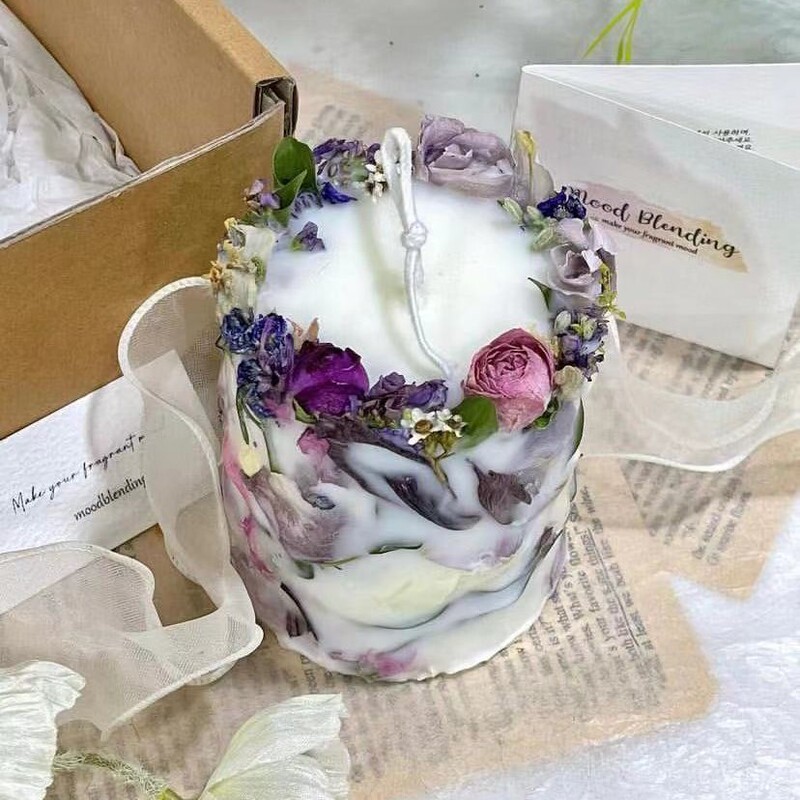 跨境ins圆柱永生花干花玫瑰花压花香薰蜡烛大豆蜡摆件礼家居装饰|undefined