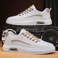 Spring Men's Shoes 2024 New Little White Shoes Men's Leisure Sports Board Shoes Student Youth Leather Trendy Shoes