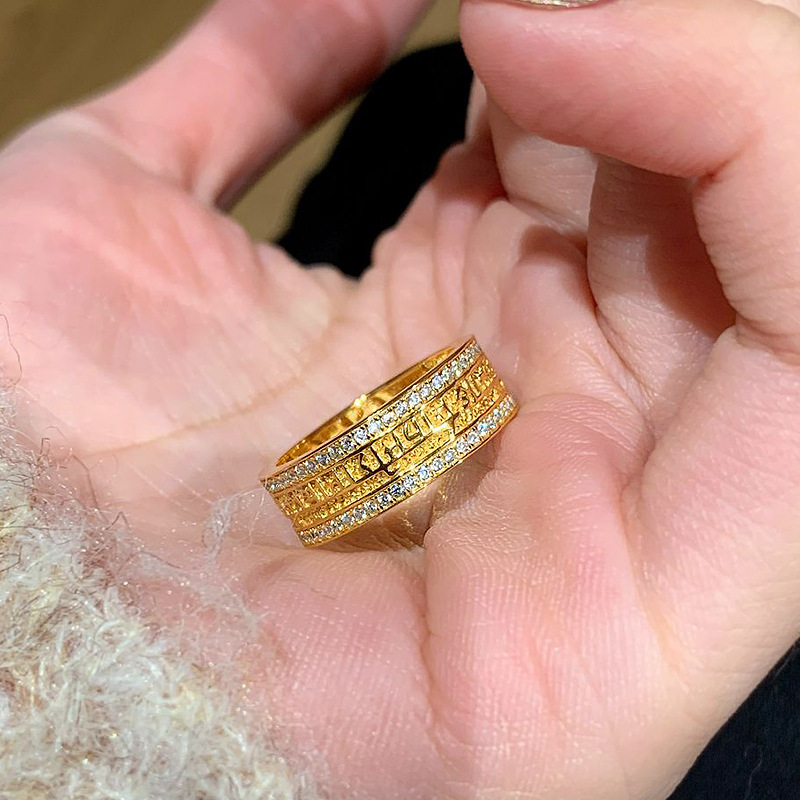 Little Red Riding Book with Green Mother's Heart Curse Ring 2025 New Ancient Method Gold Flash Rings Rings