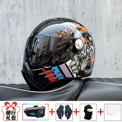 Motosiklet kaskı (dəbilqə) | Unisex Rider Cruising Helmet - bright-blackqianfeng-tea-mirror-transparent-mirror-delivered-y10-soft-wheat-m