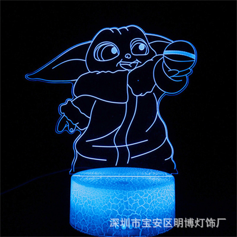 Yoda baby 3D Night Light Star Wars series decoration touch remote control baby nursing eye protection soft light table lamp Yoda baby 3D Night Light Star Wars series decoration touch remote control baby nursing eye protection soft light table lamp