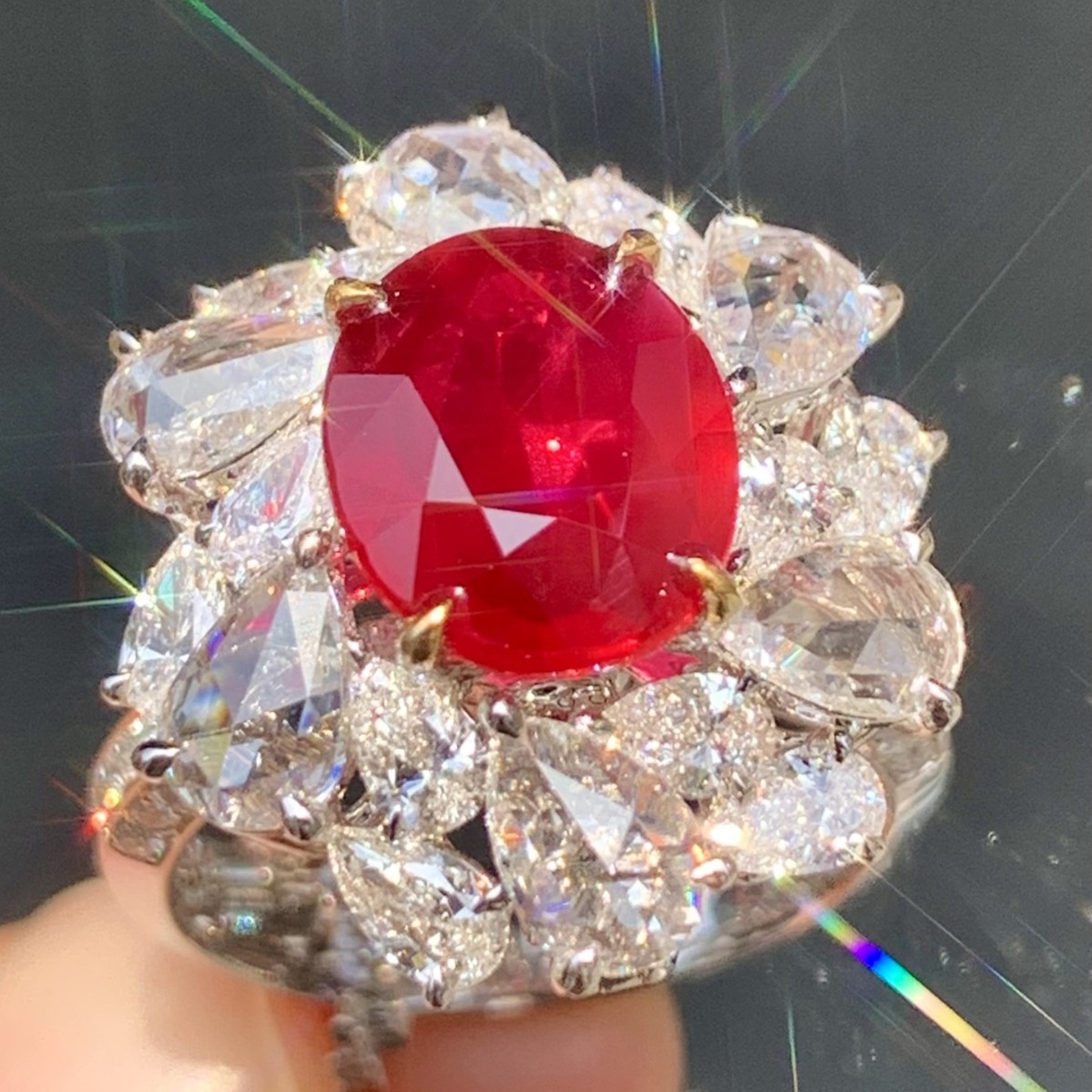 Organic ruby ring with stone from Mozambique
