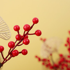 發財果幸運果小紅果子假花相思紅豆客廳裝飾擺件仿真招財乾花漿果