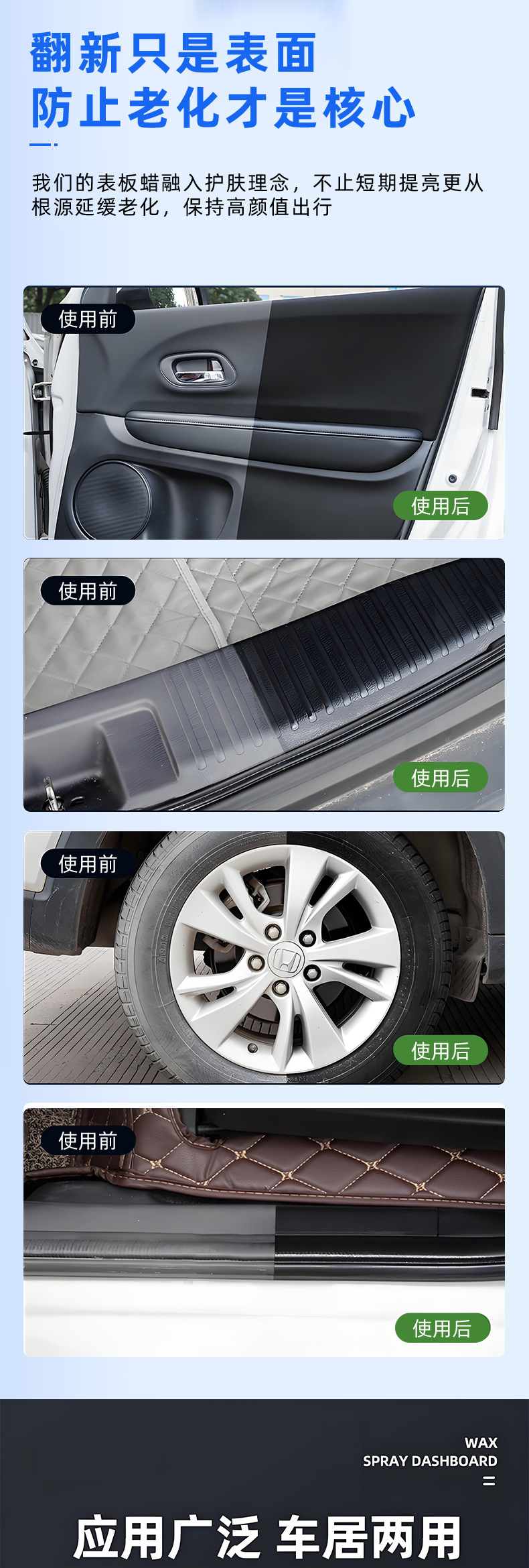 Senkler Car Dashboard Wax Plastic Parts Refurbishment Coating Polishing Care Dashboard Interior Maintenance Agent Anti-Aging