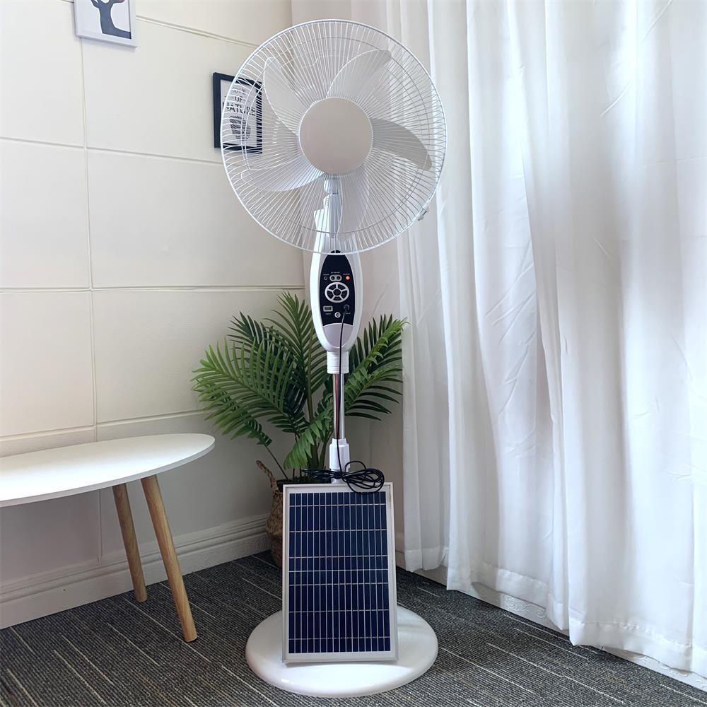 16 pulgadas ventilador vertical de piso con panel solar controlado remoto ventilador solar de emergencia interior y exterior