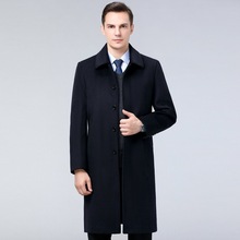 品牌冬季男士羊绒大衣中老年爸爸装加绒加厚过膝长款呢子风衣外套