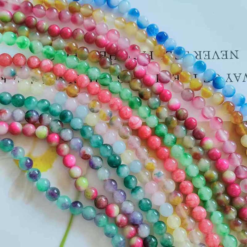 Color Chalcedony Scattered Beads Add Color Jade Beads Double Color Chalcedony Stone Semi-finished Round Beads DIY Bracelet Accessories Color Chalcedony Scattered Beads Add Color Jade Beads Double Color Chalcedony Stone Semi-finished Round Beads DIY Bracelet Accessories