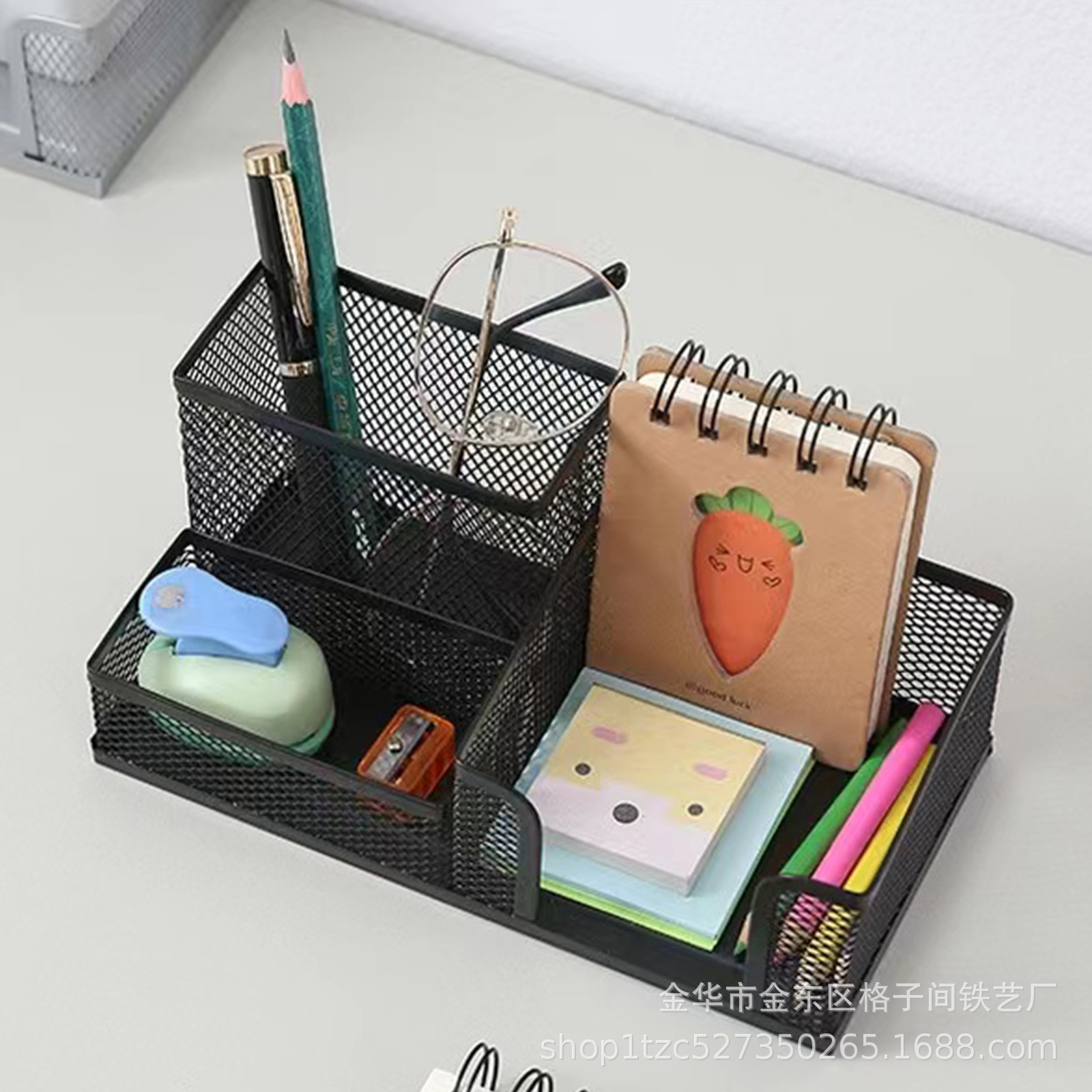 단철 다기능 3 구획 저장 상자 사무실 데스크톱 창조적 인 펜 컨테이너 금속 저장 학생 문구 펜 양동이 도매