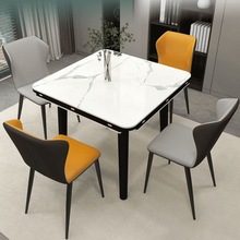 岩板餐桌现代简约家用小户型实木折叠伸缩正方形可变圆桌折叠桌