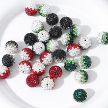 圣诞色系软陶钻闪耀软陶泥彩色圆形满钻球直孔珠DIY包链饰品配件