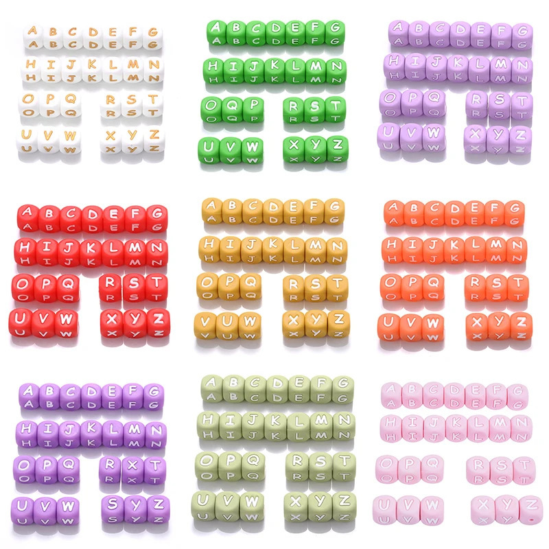 Amazon Best Selling 12mm English Letter Silicone Beads Pacifier Chain DIY Bracelet Necklace Jewelry Accessories Beads