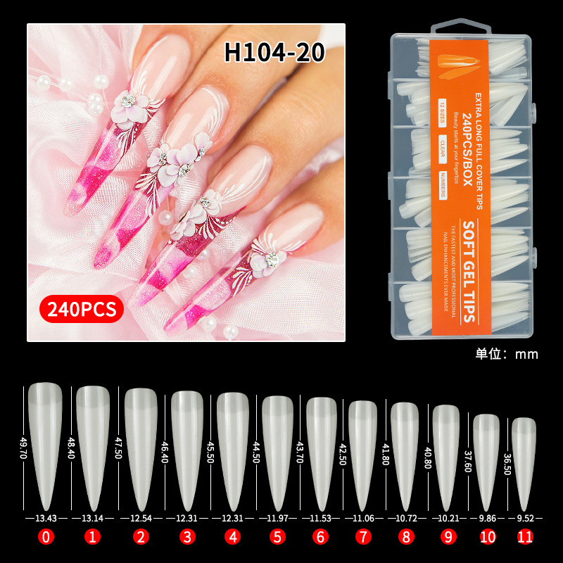 240pcs Long Tip Natural Color