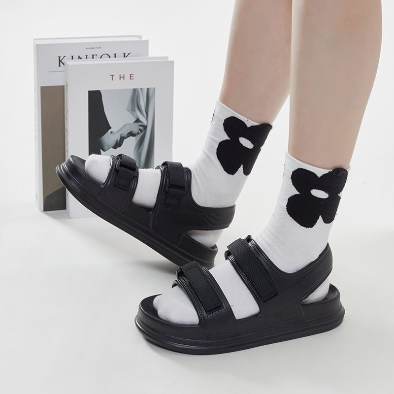 女性用の厚底ベルクロサンダル、夏のアウターウェア、滑り止めEVAサンダル、ビーチ用の柔らかいソール|undefined