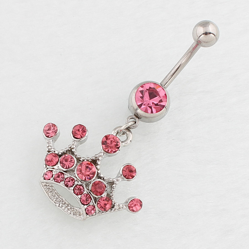 Crown Navel Ring With Studded Heart Cat And Rabbit Designs_voghion.com
